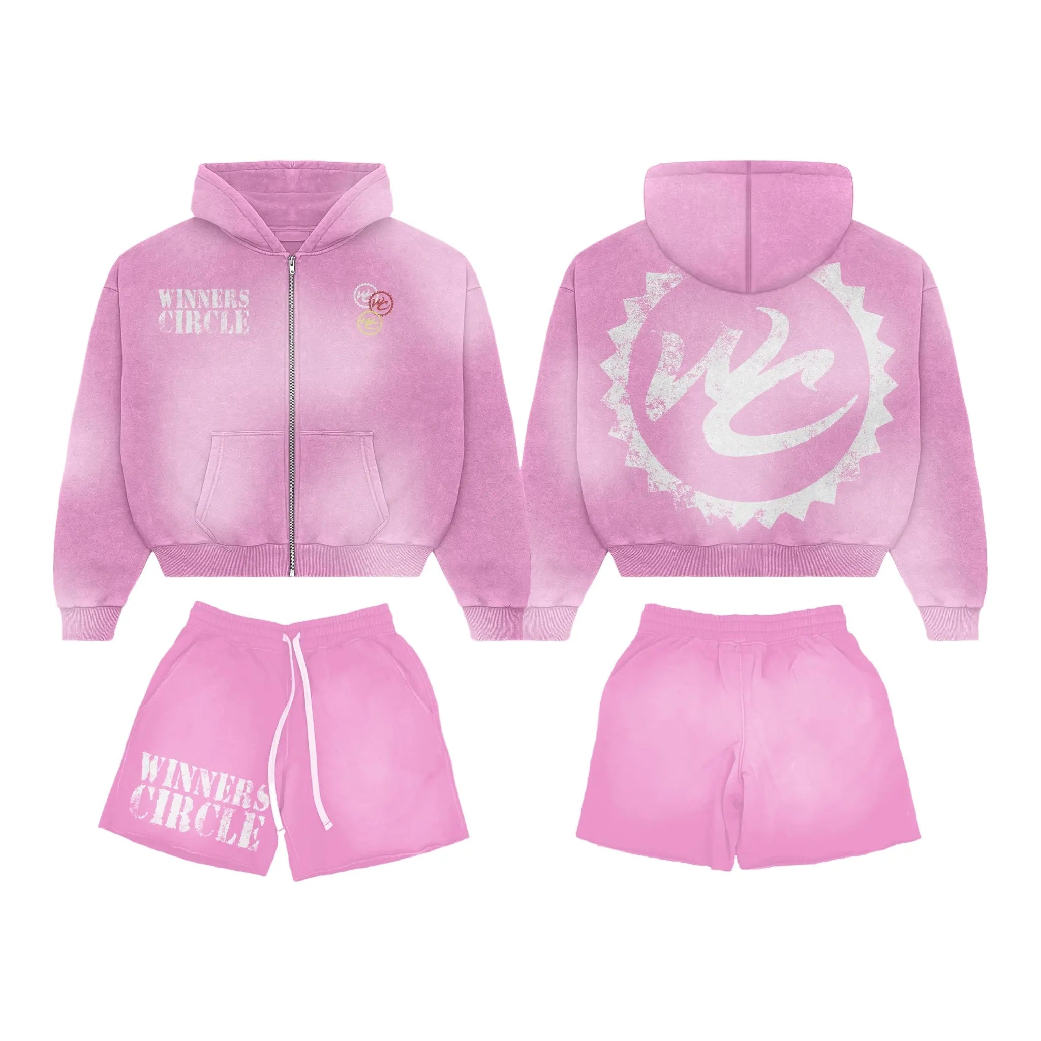 Winners Circle Pink Gradient Hoodie and Shorts Set - WINNERS CIRCLE