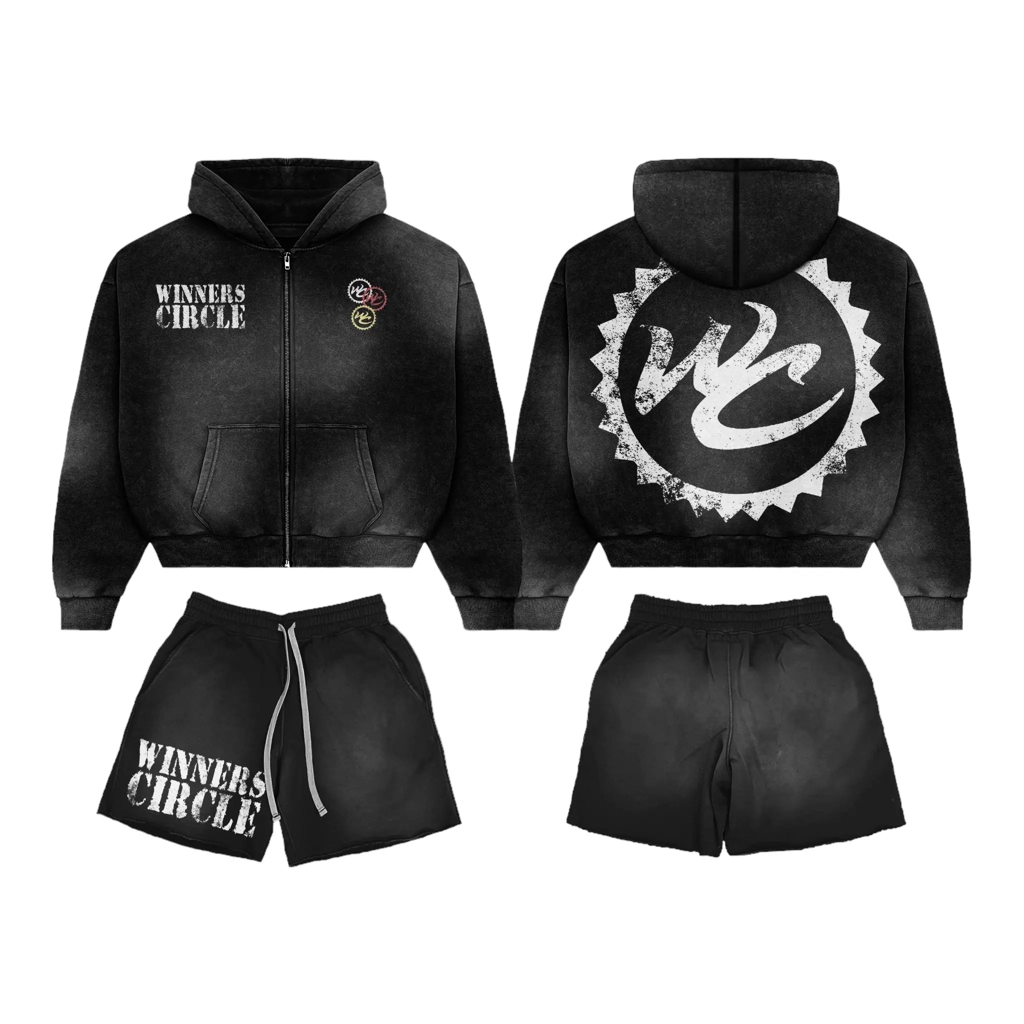 Winners Circle Premium Hoodie and Shorts Set - Black - WINNERS CIRCLE