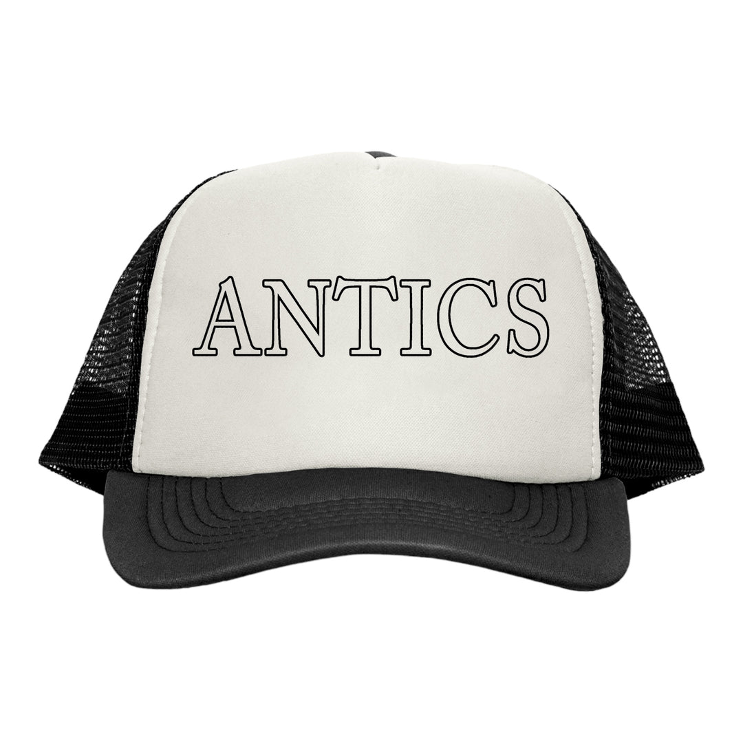 Stylish "ANTICS" Trucker Hat - Vintage Black and White Cap WINNERS CIRCLE